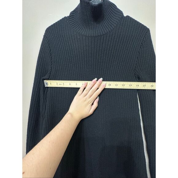 NWOT BOTTEGA VENETA Wool Blend Turtleneck Ribbed Bodycon Midi Black Dress Medium - Picture 7 of 12